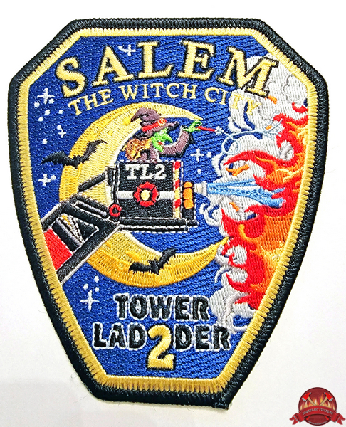 fire patch Salem 3.5" x 4" size Massachusetts  "Witch City" 1626 